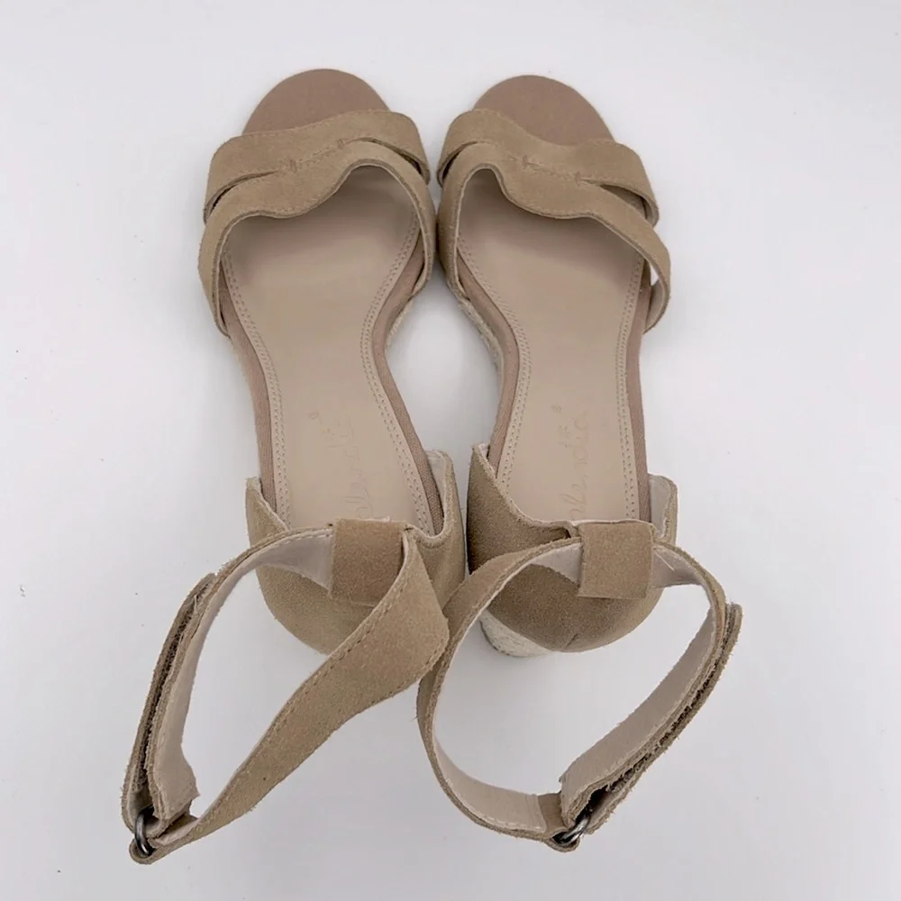 Splendid women’s Miner wedges suede leather sandals ankle strap Espadrille SZ 10